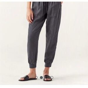 Splendid Women's Jogger Pants Size M Charcoal Linen Blend Drawstring Waist‎